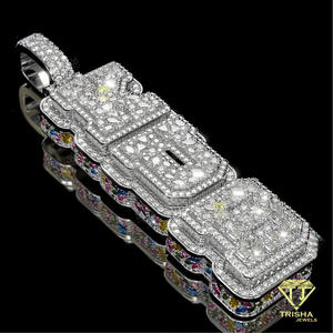 Custom <b>Iced</b> <b>Out</b> Number 'KUE' Pendant Necklace Hip Hop Micro Pave Moissanite 18k Gold Plated Silver <b>Chain</b> Gift Jewelry - Product Image 4