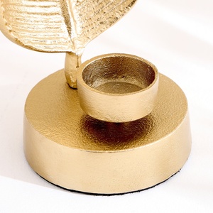 Elegant Golden Leaf <b>Tea</b> Light Holder Artisan Metal Candle <b>Stand</b> High Quality For Modern Table Decor Weddings & Luxury Gifting - Product Image 4