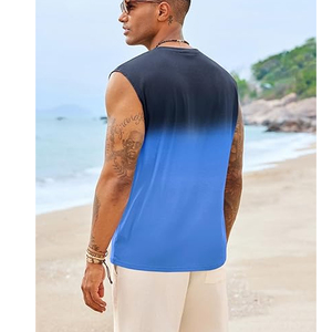 เสื้อกล้ามผู้ชายไล่เฉดสี คอกลม ลายต้นปาล์ม แห้งเร็ว สไตล์ลำลอง ผ้าถัก โพลีเอสเตอร์ ชุดกีฬา - Product Image 4