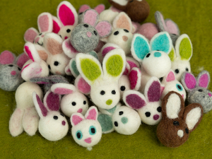 Wholesale Felt & Yarn Handmade 3cm Wool Easter Bunny Head for Child's Egg Hunt Decorations and Craft Supplies - Product Image 3