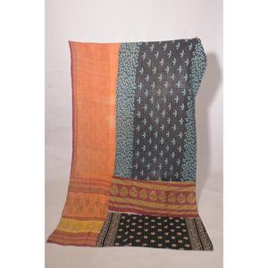 Vintage <b>Indian</b> Cotton Kantha Quilt Handmade Reversible <b>Throw</b> Blanket Bedcover for Cozy Home Decor - Product Image 4
