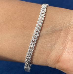 High Quality 925 Sterling Silver Iced out <b>Cuban</b> <b>Link</b> Minimalist Round Cut Moissanite Diamonds <b>Bracelet</b> for <b>Men</b> - Product Image 3