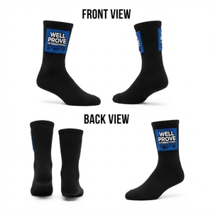 Custom Logo Jacquard Knitted Cotton Blend Quick Dry Men's <b>Socks</b> 240GSM Black Orange Graffiti Print Ribbed Cuff Streetwear - Product Image 2