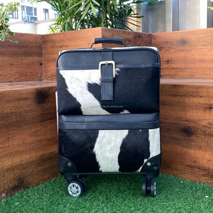 Maleta de lujo de piel de vaca de gran capacidad al por mayor equipaje de viaje de piel auténtica bolsa de carrito para viaje de negocios equipaje giratorio - Product Image 2