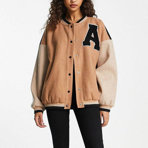Custom Women's Varsity Jacket Premium Wool Blend Jacket Genuine Leather Sleeves Private Label OEM ODM Fashion Outerwear - Product Image 3