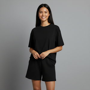 Conjunto de 2 Piezas de Shorts Cortos por Encima de la Rodilla para Mujer, Hechos a Medida, de la Mejor Calidad, Casuales, 100% Algodón, Sólidos, con Bordado de Encaje Vintage - Product Image 3