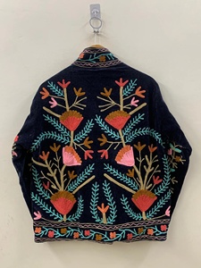 Bulk Order Women Bohemian Floral Suzani Embroidered Velvet Jacket Handmade Luxury Winter Fashion <b>Coat</b> - Product Image 3
