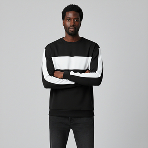 Sweat-shirt d'hiver surdimensionné 100 % coton pour homme, bicolore, avec logo brodé personnalisé, fermeture éclair, effet délavé – Meilleure vente - Product Image 3