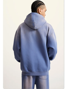 Conjunto de Sudadera con Capucha Azul Oversize y Pantalones Deportivos para Hombre, Chándal de Algodón de Color Liso, Ajuste Holgado Informal con Diseño de Bolsillos con Cordón - Product Image 2