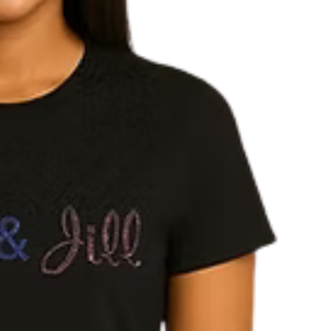 Camiseta Negra para Mujer con Diseño de Letras Cursivas Brillantes, Ropa Casual para el Día a Día, Estilo Urbano, Cómoda y a la Moda - Product Image 3