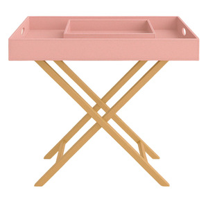 Bandeja Plegable de Cuero PU con Soporte Metálico, Bandeja de Servicio de Cuero Rosa - Product Image 6