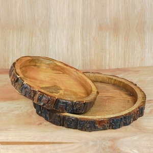 Tazón Decorativo de Madera Maciza Hecho a Mano con Patrón para Decoración del Hogar y de la Mesa - Product Image 1