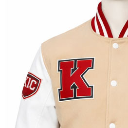 Custom Logo Chenille Patch Men’s Varsity <b>Jacket</b> 100% Wool Body White Leather Sleeves Letterman Baseball Bomber <b>Jacket</b> - Product Image 3