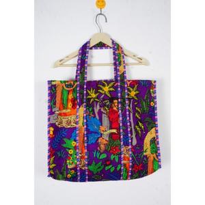 Bolso de Mano de Algodón con Estampado Floral para Mujer, Bolso de Hombro Hecho a Mano con Cierre Abierto y Dos Asas, Bolso de Viaje, Compras y Fin de Semana - Product Image 1