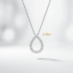 Colgante de Diamantes con Halo en Forma de Lágrima de Oro, Plata de Ley, Joyería Fina de Lujo para Mujer, para Compromiso, Boda, Fiesta, con un Diseño Elegante - Product Image 2