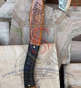 Hacha Vikinga de Doble Hoja Forjada a Mano con Mango de Madera de Palisandro, Acero con Alto Contenido de Carbono, Herramienta de Supervivencia DIY - Product Image 3