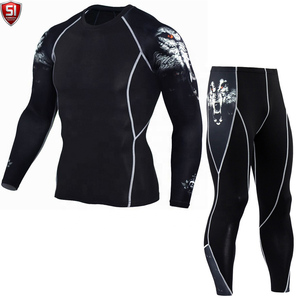 Ensemble Rash Guard Respirant et Écologique à Compression, Manches Longues, Imprimé, Combinaison MMA, Tenue d'Entraînement de Grappling pour la Gym - Product Image 1