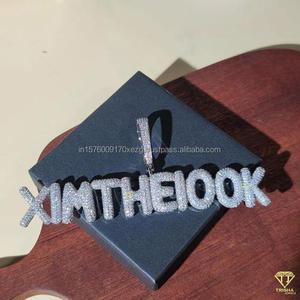 Luxury Moissanite Diamond " XMTHEBOOK " <b>Letter</b> Pendant With Cuban Chain Full Iced Out Hip Hop Necklace - Product Image 2