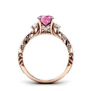 Bague en argent sterling 925 avec pierre précieuse spinelle rose naturelle, sertie à la main, design artisanal, bague de fiançailles ou de mariage, cadeau pour femme - Product Image 3