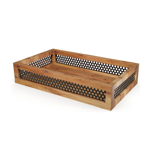 Bandeja de Servir de Madera Rectangular con Diseño de Bandera Americana, Asas de Metal Pintadas a Mano, Duradera, para Fiestas - Product Image 5
