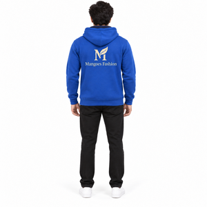 เสื้อฮู้ดผู้ชายสีน้ำเงินทรงโอเวอร์ไซส์ ผ้าฝ้ายฟลีซ 100% กันน้ำ ระบายอากาศดี มีกระเป๋า ดีไซน์ลำลอง ใส่ได้ทั้งฤดูใบไม้ร่วงและฤดูหนาว กำลังฮิต - Product Image 2