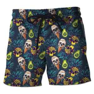 Pantalones Cortos de Playa para Hombre al por Mayor con Estampado de Calavera de Llama Azul, Estilo Gótico Urbano, de Secado Rápido, Estilo Biker, con Bolsillos - Product Image 2