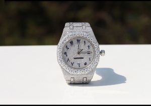 Montre de haute qualité entièrement sertie de diamants Moissanite, mouvement automatique, cadran arabe, style hip-hop - Product Image 2