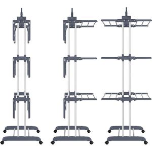 Stendibiancheria Pieghevole in Acciaio Inox a 4 Livelli, 172 cm di Altezza, con 24 Aste e 4 Ruote, Stendino Mobile per Vestiti - Product Image 5