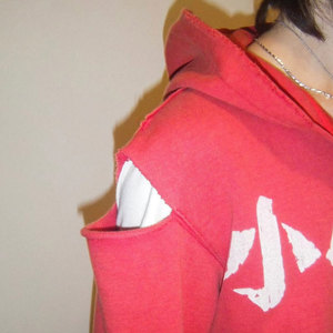 Sweat-shirt à capuche personnalisable rouge pour homme, imprimé lettres, style streetwear, manches longues, molleton ample, 100 % coton, hiver - Product Image 3