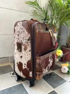 New Real Cowhide Leather Luggage Bags Multi Uses Handmade Trolley Bag Unisex <b>Big</b> Size Multi Uses <b>Suitcase</b> Hair on Hide - Product Image 2