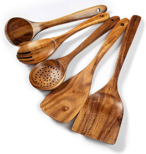 Cuillère de cuisine en bois écologique, lot de 6 pièces, design réutilisable, outils de cuisine en gros pour usage domestique - Product Image 2