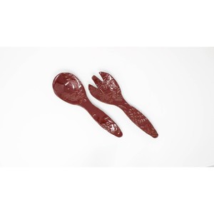 Ensemble de cuillères à salade en céramique en solde, avec motif floral, couleur rouge, ustensiles artisanaux pour servir les salades - Product Image 2