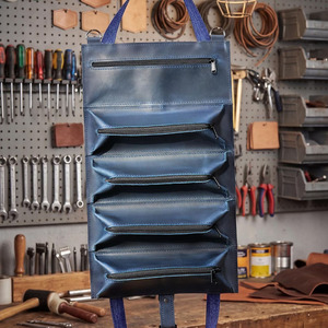 Premium Leather <b>Tool</b> <b>Roll</b> Folding Workshop Organizer <b>Roll</b> Up Bag For Carpenter Electrician Mechanic in Wholesale price - Product Image 5
