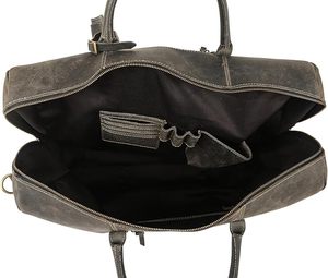 Unisex Leather Weekender Duffle Bag Large Capacity Zipper Closure Vintage Style Travel Bag <b>Soft</b> Handle - Product Image 5