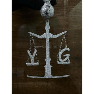 Dollar Sign Justice Pendant 925 Sterling Silver <b>Moissanite</b> Diamond Statement <b>Jewelry</b> - Product Image 1