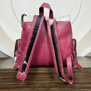 กระเป๋าเป้สะพายหลังดีไซน์ลายดอกไม้แบบใหม่ทำด้วยมือสไตล์ตะวันตก & หนังวัวพร้อมถุงผ้าขี้ริ้วหินสีเทอร์ควอยซ์สำหรับผู้ชายและผู้หญิง - Product Image 5