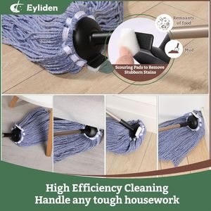 Mop Industriali Resistenti per Uso Domestico, con 2 Testine in Cotone Riutilizzabili Senza Contatto e 4 Tamponi Abrasivi - Product Image 4