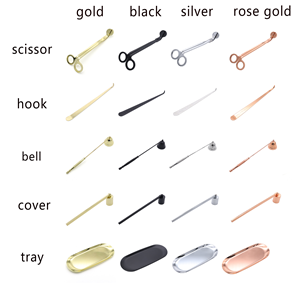 ถาดดับเทียนคุณภาพสูงสีชมพูทองพร้อมที่ตัดไส้เทียนโลหะ  ปรับแต่งโลโก้ได้เพื่อการดูแลเทียนอย่างมีประสิทธิภาพ - Product Image 6