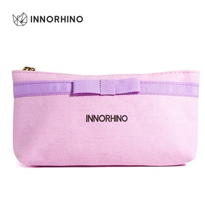 INNORHINO Satin imprimé coton toile pochette de maquillage étanche pour trousse de toilette avec fermeture à glissière sac à main sac cosmétique - Product Image 1