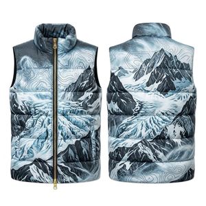 Chaleco Acolchado con Estampado de Paisaje de Montaña de Hielo, Sublimado, de Poliéster Premium, Aislamiento Térmico, Ligero, para Invierno - Product Image 1