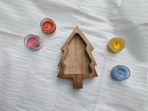 Cuenco de madera artesanal Curio Craft para árbol de Navidad y recipiente rústico para velas de cera de soja |   Decoración del Hogar - Product Image 2