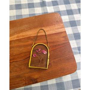 Cadre flottant double en laiton vintage avec chaîne dorée pour l'affichage de fleurs pressées, spécimens ou photos, idéal pour la décoration murale de la maison - Product Image 6