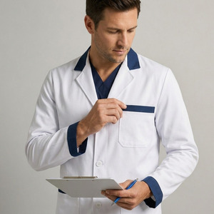 Blouse médicale pour homme en polyester et coton, blouse de médecin, uniforme d'infirmière, vêtements de travail d'hôpital, coupe classique - Product Image 4