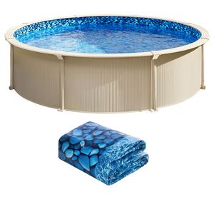 Telo per Piscina Fuori Terra da 27 Piedi, Altezza Parete 48-54 Pollici, Spessore 1,5 mm, Telo in Vinile Standard Sovrapposto, Lunghezza 25m, Progettato per Strutture in Acciaio - Product Image 1