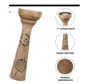 Décoration pour centre de table, ensemble de 3 bougies pilier style farmhouse, porte-bougie en forme de lotus, porte-bougie en forme de vigne, par MULTI CRAFT - Product Image 4