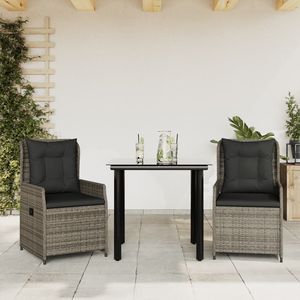 <b>Grey</b> Rattan Garden Dining Set 2 Seater Weather Resistant Outdoor Furniture Contemporary Style Steel <b>Frame</b> - Product Image 3