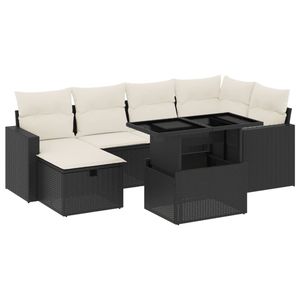 Conjunto de Sofás de Jardín de Ratán PE Negro y Acero con Recubrimiento en Polvo, Colección de Muebles Duraderos para Exteriores - Product Image 2
