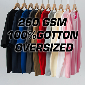 เสื้อยืดโอเวอร์ไซส์ผู้ชาย ผ้าฝ้าย 100% 260 GSM สีพื้น แขนสั้น คอกลม เสื้อเจอร์ซีย์ถักแบบเรียบง่าย สำหรับขายออนไลน์ - Product Image 5