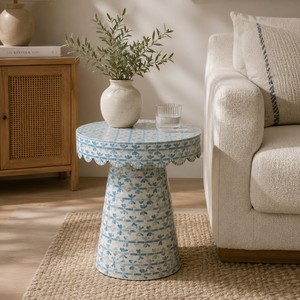 Luxury Blue Ribbon Capiz Shell Side <b>Table</b> for Living Room Customized Color Mother of Pearl <b>Stool</b> Home Furniture made in Vietnam - Product Image 5