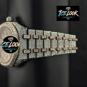 Reloj de Lujo para Hombre ICELOOK, Caja de Acero Inoxidable de 41 mm, Cristal de Zafiro, Movimiento de Cuarzo Analógico, Esfera con Diamantes de Imitación, Visualización de Fecha - Product Image 4